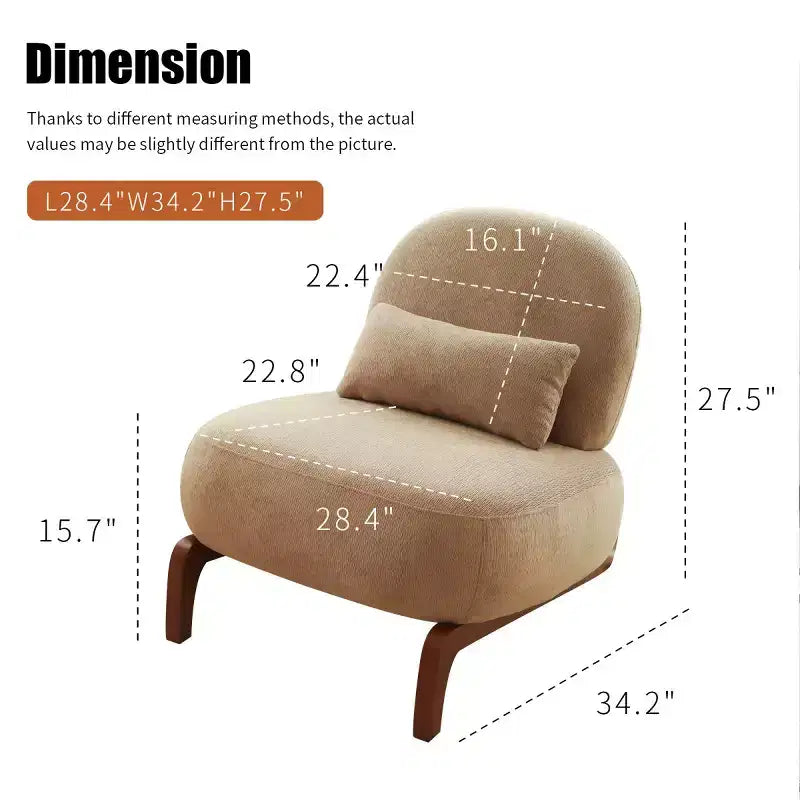 Fauteuil de lecture moderne et mignon sans accoudoirs pour salon, chambre ou balcon