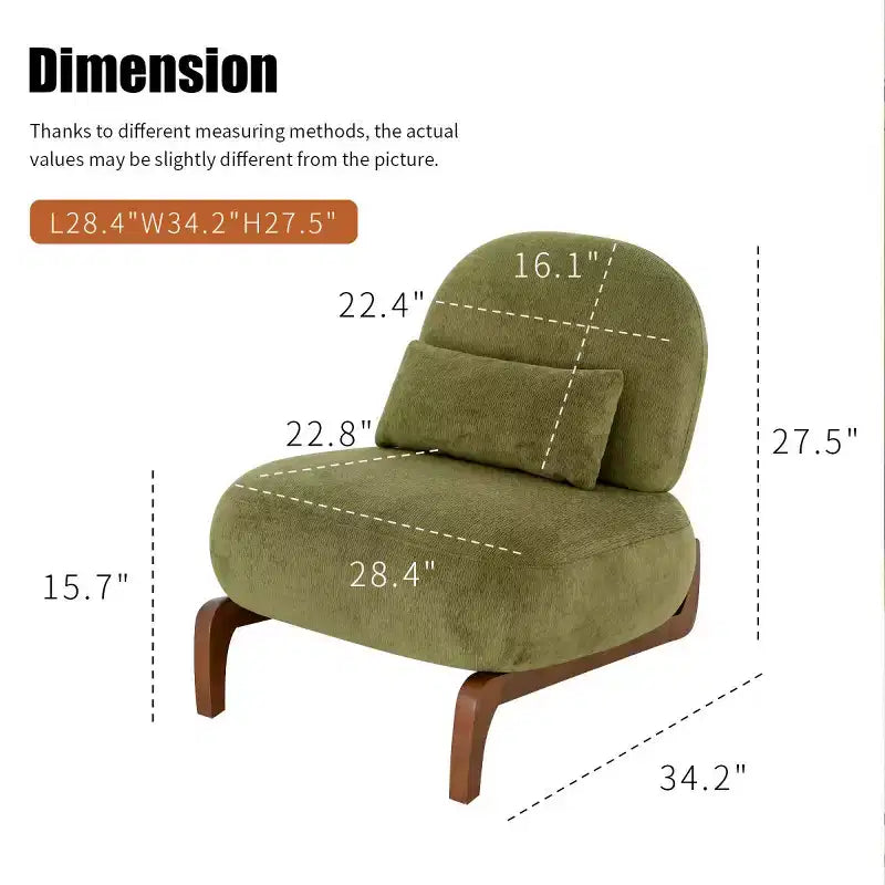 Fauteuil de lecture moderne et mignon sans accoudoirs pour salon, chambre ou balcon