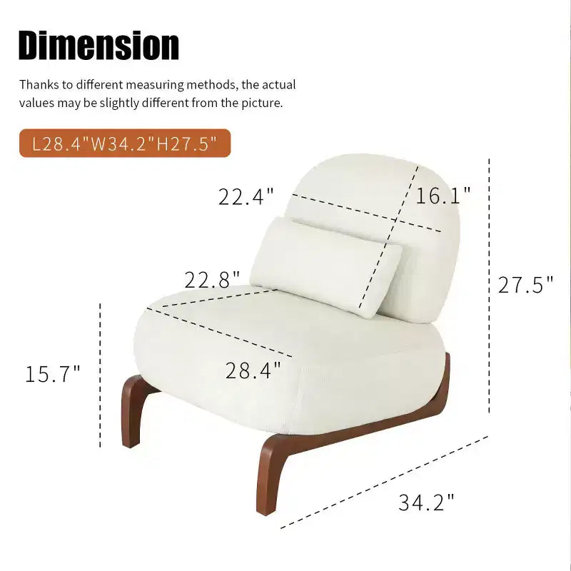 Fauteuil de lecture moderne et mignon sans accoudoirs pour salon, chambre ou balcon