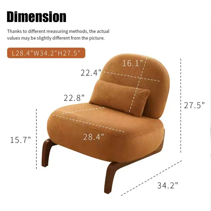 Fauteuil de lecture moderne et mignon sans accoudoirs pour salon, chambre ou balcon