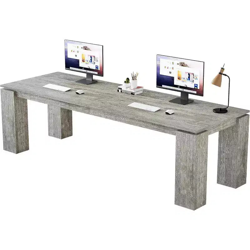 Bureau deux personnes de 86 pouces, poste de travail double moderne pour ordinateur de bureau à domicile