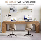 Bureau deux personnes de 86 pouces, poste de travail double moderne pour ordinateur de bureau à domicile