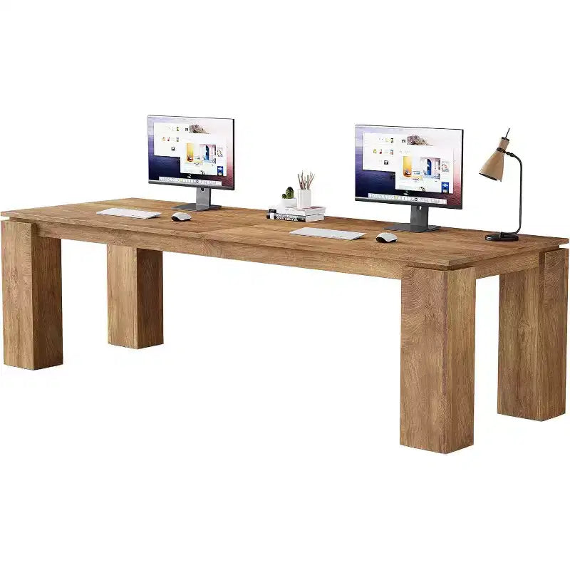 Bureau deux personnes de 86 pouces, poste de travail double moderne pour ordinateur de bureau à domicile