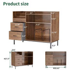 Meuble de rangement pour disques de style médiéval moderne avec tiroirs, peut contenir plus de 500 albums, armoire audio en bois et métal
