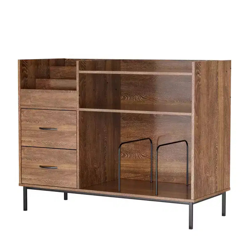 Meuble de rangement pour disques de style médiéval moderne avec tiroirs, peut contenir plus de 500 albums, armoire audio en bois et métal