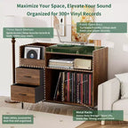 Meuble de rangement pour disques de style médiéval moderne avec tiroirs, peut contenir plus de 500 albums, armoire audio en bois et métal