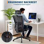 Fauteuil de bureau ergonomique noir en maille avec support lombaire réglable pour la maison et le bureau