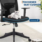 Fauteuil de bureau ergonomique noir en maille avec support lombaire réglable pour la maison et le bureau