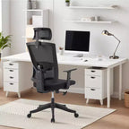 Fauteuil de bureau ergonomique noir en maille avec support lombaire réglable pour la maison et le bureau