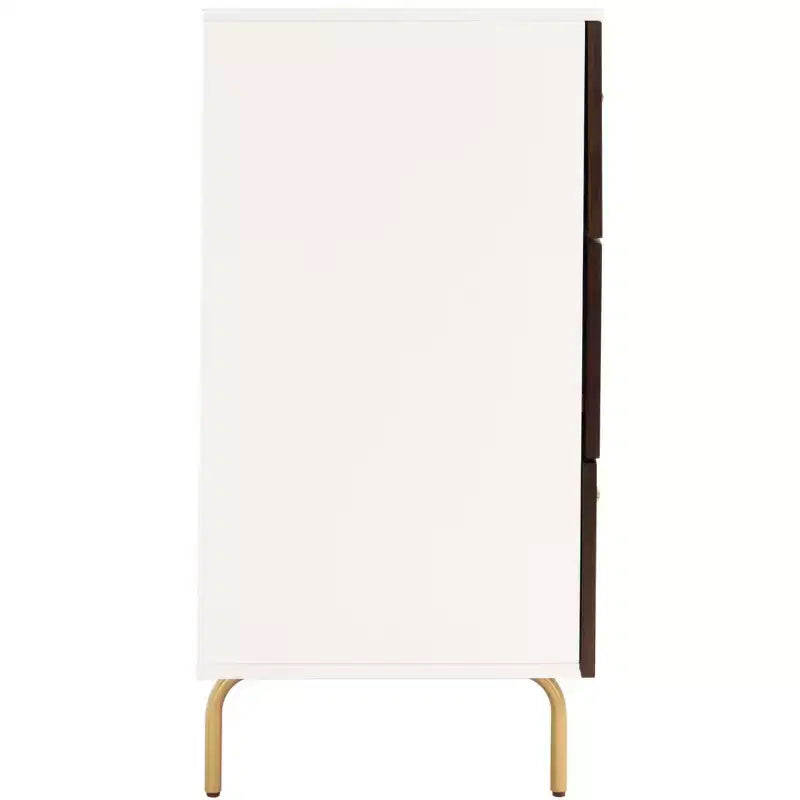 Commode 6 tiroirs, Fini Noyer/Blanc, Rangement moderne pour chambre à coucher