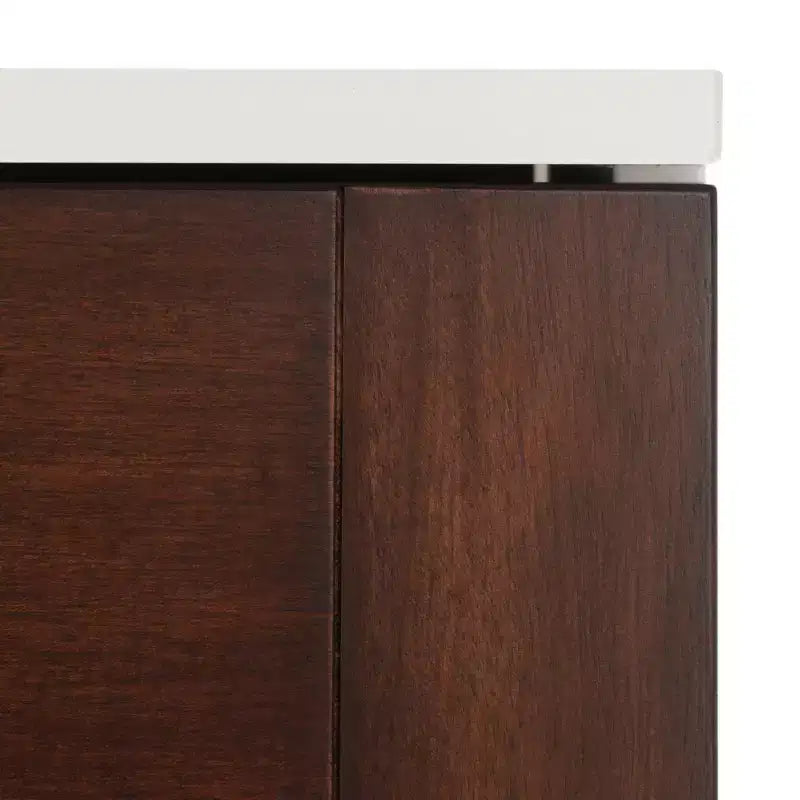 Commode 6 tiroirs, Fini Noyer/Blanc, Rangement moderne pour chambre à coucher