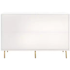 Commode 6 tiroirs, Fini Noyer/Blanc, Rangement moderne pour chambre à coucher
