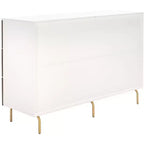Commode 6 tiroirs, Fini Noyer/Blanc, Rangement moderne pour chambre à coucher