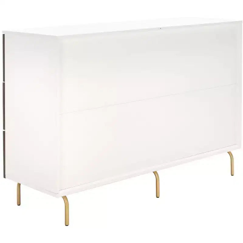 Commode 6 tiroirs, Fini Noyer/Blanc, Rangement moderne pour chambre à coucher
