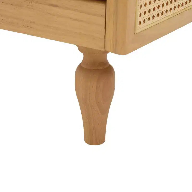 Canapé de causeuse du milieu du siècle avec revêtement doux, accoudoirs en rotin et pieds en bois, 2 places pour le salon
