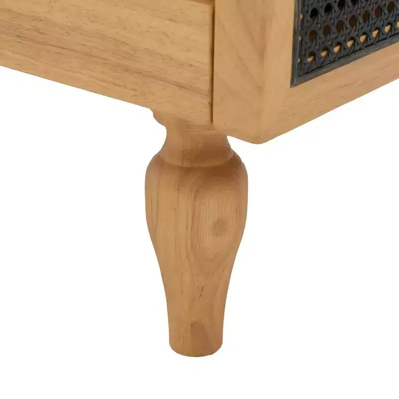 Canapé de causeuse du milieu du siècle avec revêtement doux, accoudoirs en rotin et pieds en bois, 2 places pour le salon