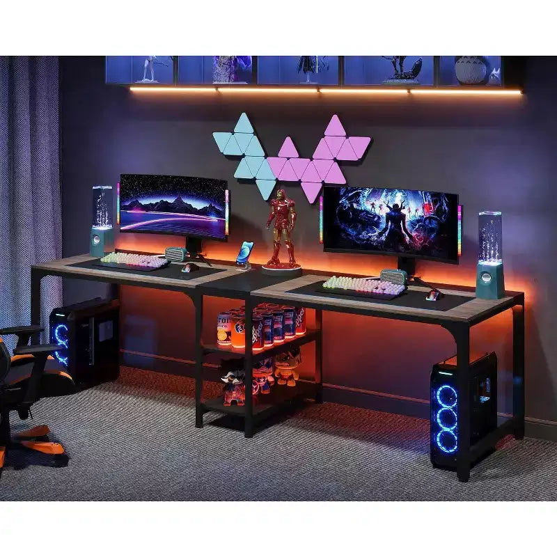 Bureau d'ordinateur double de 229,87 cm pour télétravail, table d'étude pour deux personnes pour grand espace de travail
