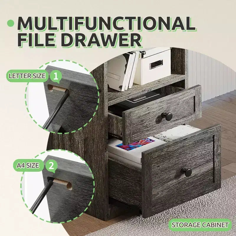 Bureau d'angle en L de 60 pouces, prises de courant, plateau relevable, armoire de rangement et lumières LED, gris