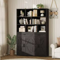 71 Tall Bookcase with with 2 Drawers, 5 Tier Wooden Bookshelf with Adjustable Shelves, Floor Standing Open Display Shelves for Living Room