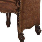 Chaise de salle à manger style Versailles 22", similicuir marron clair bicolore et finition chêne merisier