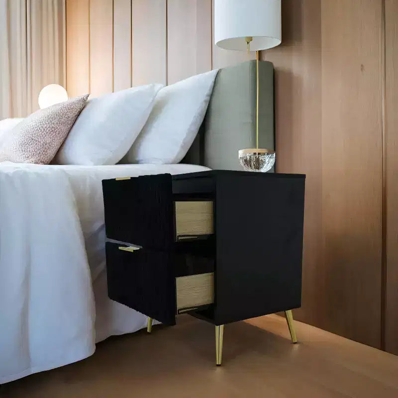 Table de chevet moderne Everett noire avec rangement