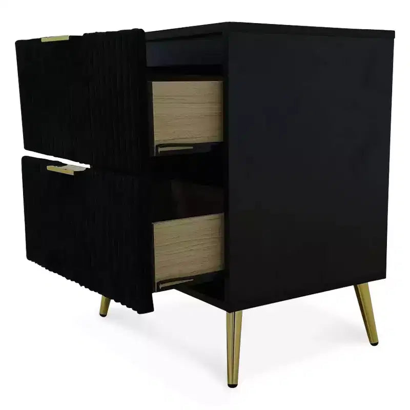 Table de chevet moderne Everett noire avec rangement