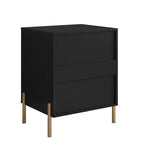 Table de chevet à 2 tiroirs noire, style scandinave moderne, MDF avec dispositif anti-basculement