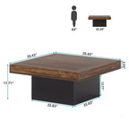 Table basse carrée en bois de style ferme avec éclairage LED, marron/noir