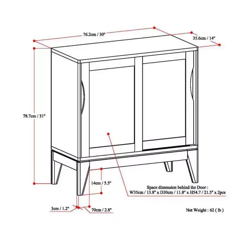 Meuble bas Pearson, blanc, meuble d'appoint moderne pour salon