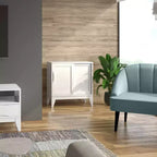 Meuble bas Pearson, blanc, meuble d'appoint moderne pour salon
