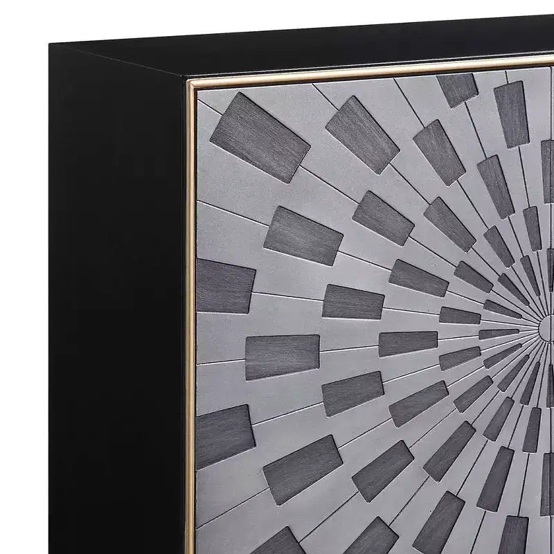 Table d'appoint 39", finition noir, gris et laiton, table d'appoint de salon moderne