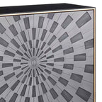 Table d'appoint 39", finition noir, gris et laiton, table d'appoint de salon moderne