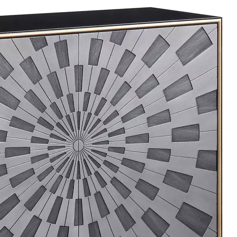 Table d'appoint 39", finition noir, gris et laiton, table d'appoint de salon moderne