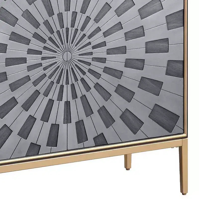 Table d'appoint 39", finition noir, gris et laiton, table d'appoint de salon moderne