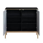 Table d'appoint 39", finition noir, gris et laiton, table d'appoint de salon moderne