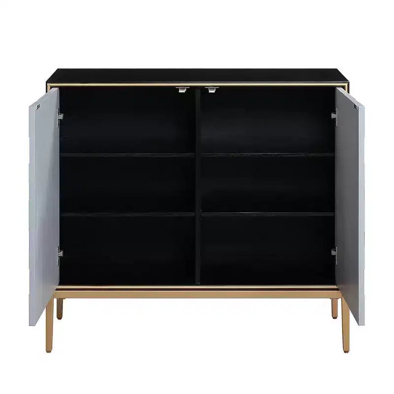 Table d'appoint 39", finition noir, gris et laiton, table d'appoint de salon moderne