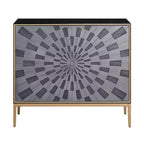 Table d'appoint 39", finition noir, gris et laiton, table d'appoint de salon moderne