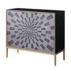 Table d'appoint 39", finition noir, gris et laiton, table d'appoint de salon moderne