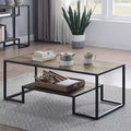 Table console Idella 48", chêne rustique et noir, étagère fixe, cadre métallique, aucun assemblage requis
