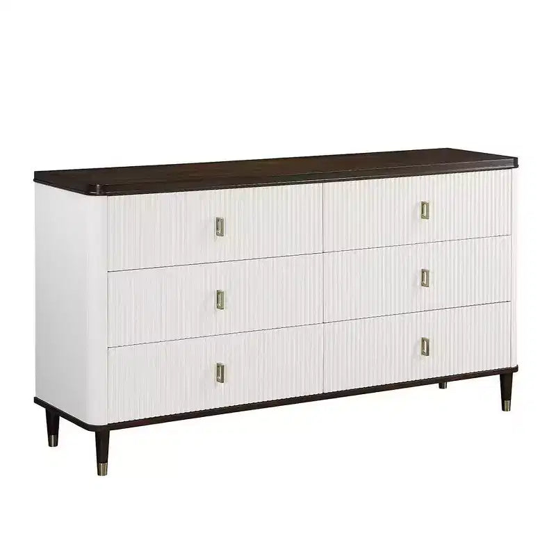 Acme Furniture 66.5" Carena Decorative Storage Drawer White & Brown Finish: 5-Drawer Wood Composite, No Assembly Required