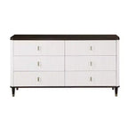 Commode de rangement décorative Carena à 5 tiroirs, 169 cm, finition blanc et marron, aucun assemblage requis