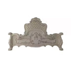 Lit King Size californien de 97", style Dresde, cuir synthétique et blanc cassé, design Rococo Camelback