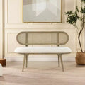 Banc canapé rembourré Havana 42" en rotin, bouclé blanc ivoire