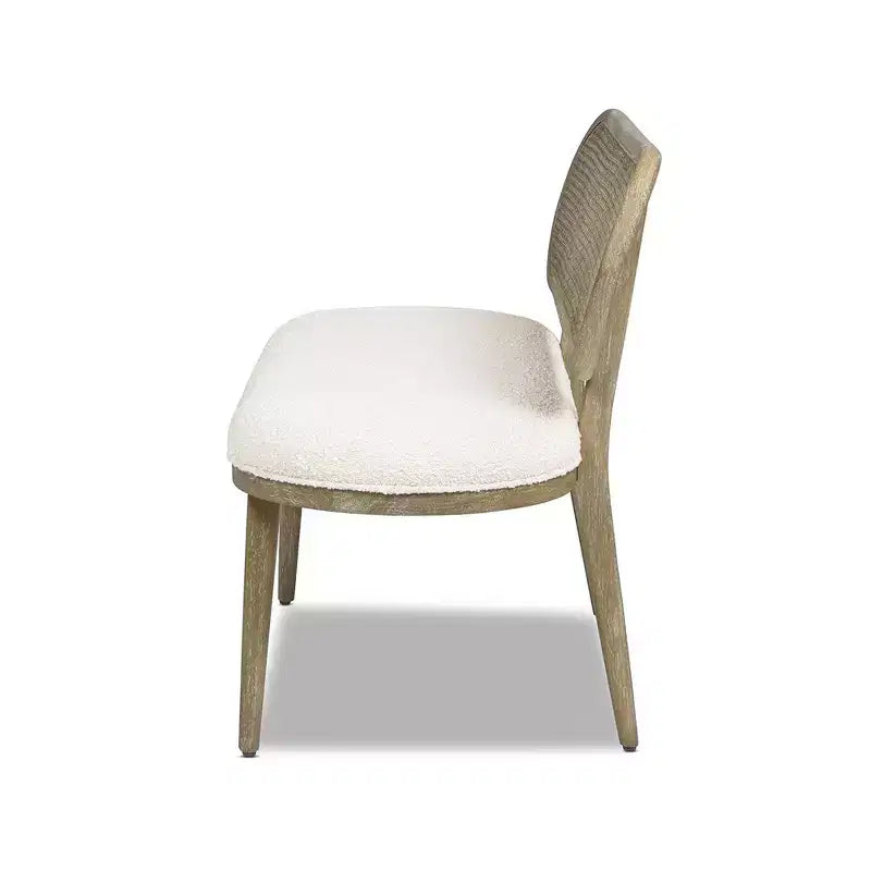 Banc canapé rembourré Havana 42" en rotin, bouclé blanc ivoire