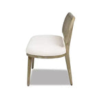 Banc canapé rembourré Havana 42" en rotin, bouclé blanc ivoire