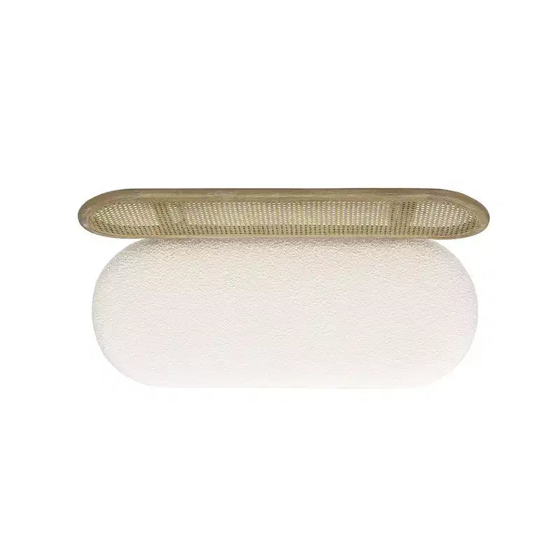 Banc canapé rembourré Havana 42" en rotin, bouclé blanc ivoire
