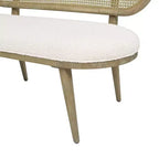 Banc canapé rembourré Havana 42" en rotin, bouclé blanc ivoire