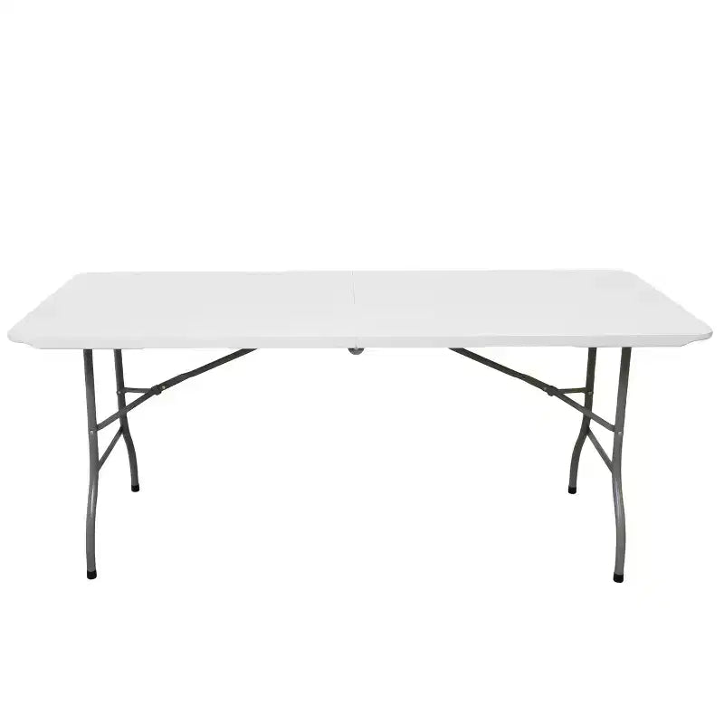 Table pliante en plastique de 6 pieds en blanc, table portable légère pour utilisation intérieure/extérieure