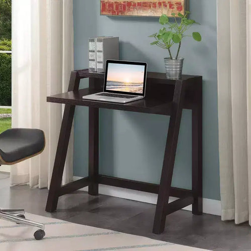 Bureau d'ordinateur à 2 niveaux avec étagère de rangement, bureau d'écriture moderne pour chambre et bureau