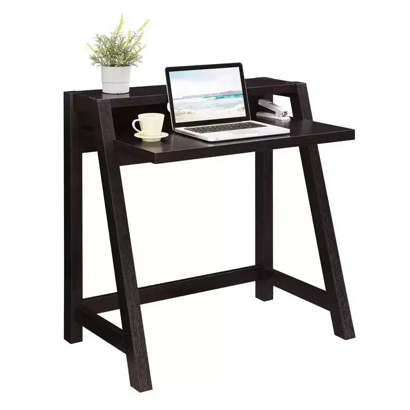 Bureau d'ordinateur à 2 niveaux avec étagère de rangement, bureau d'écriture moderne pour chambre et bureau